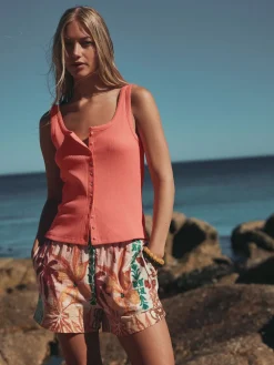 Next Pointelle Cami Vest Top Coral Pink New