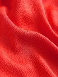 Next Textured Satin Scarf Neck Midi Dress Coral Pink