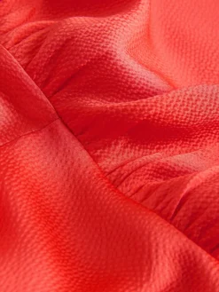 Next Textured Satin Scarf Neck Midi Dress Coral Pink