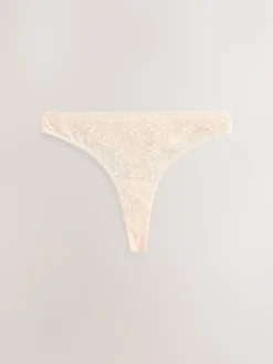 Next Thong All-Over Lace No VPL Knickers 3 Pack Coral Pink Clearance