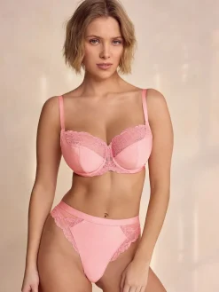 Next Coral/Ecru 2 Pack DD+ Non Pad Wired Full Cup Microfibre Lace Bra New