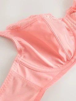 Next Coral/Ecru 2 Pack DD+ Non Pad Wired Full Cup Microfibre Lace Bra New