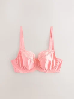 Next Coral/Ecru 2 Pack DD+ Non Pad Wired Full Cup Microfibre Lace Bra New