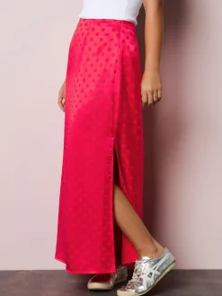 Next Jacquard Polka Dot Satin Skirt Coral/Pink