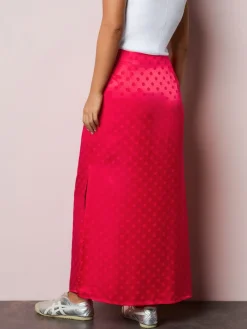 Next Jacquard Polka Dot Satin Skirt Coral/Pink