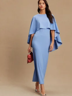 Next Cornflower Blue Cape Maxi Dress Outlet