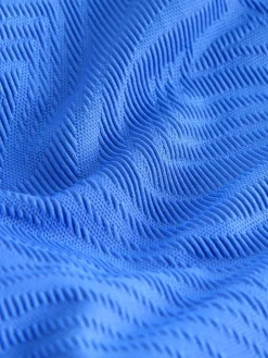 Next Cornflower Blue Textured High Neck Tummy Control Swimsuit Sale