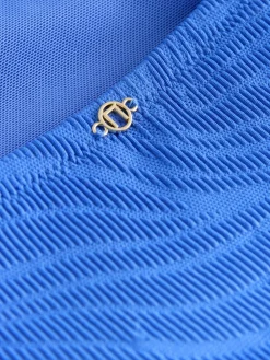 Next Cornflower Blue Textured High Neck Tummy Control Swimsuit Sale