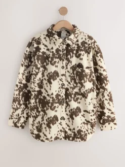 Next Polar Fleece Shacket Cow print Sale
