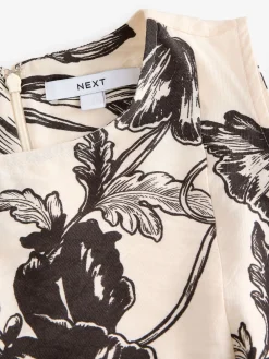 Next Sleeveless Column A-Line Maxi Dress Cream and Black Floral Print Best