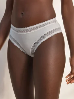 Next Brazilian Ultimate Comfort Premium Lace & Micro Modal Knickers Cream Best