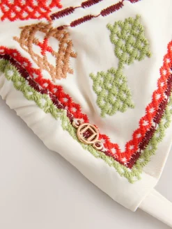 Next Cream Cherry Crosshatch Embroidered Triangle Bikini Top Online