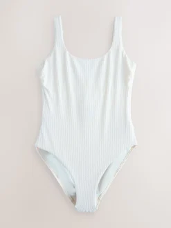 Next Cream Crinkle Bow Back Tummy Control Scoop Swimsuit Outlet
