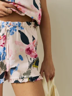 Next Cream Floral 100% Cotton Vest Short Set Pyjamas Online