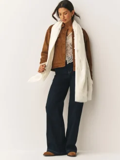 Next Cream Foil Print Lightweight Scarf New