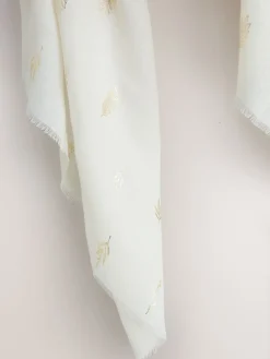 Next Cream Foil Print Lightweight Scarf New