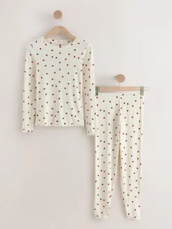 Next Thermal Base Layer Long Sleeved Top and Legging Set Cream Heart