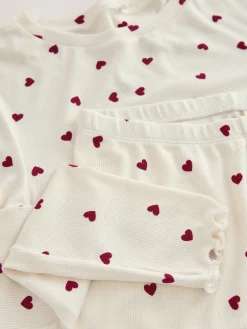 Next Thermal Base Layer Long Sleeved Top and Legging Set Cream Heart