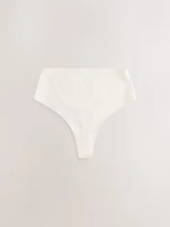 Next High Waist Thong Shaping Tummy Control Premium Cotton Blend Knickers Cream