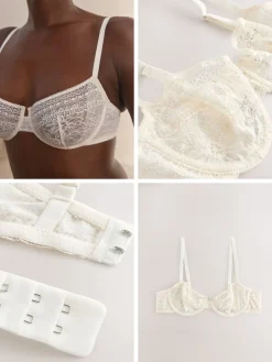 Next Non Pad Balcony Premium Lace Bra Cream Clearance