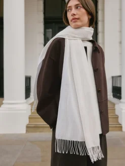 Next Premium Made in Italy Twill Midweight Shawl Scarf Cream