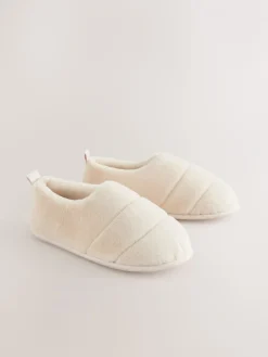 Next Quilted Short Boot Slippers Cream Clearance