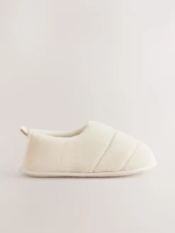 Next Quilted Short Boot Slippers Cream Clearance
