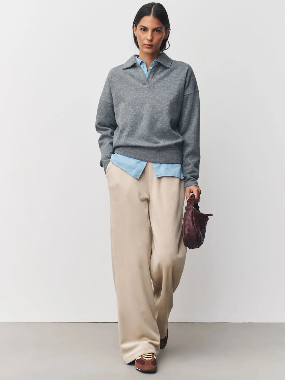 Next Soft Feel Cord Wide Leg Trousers Cream New