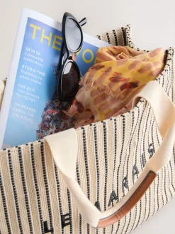 Next Cream Structured Canvas Shoulder Bag Sale