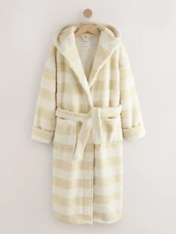 Next Cream Textured Stripe Dressing Gown Sale