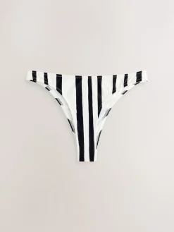 Next Cream/Black Stripe Brazilian High Leg Bikini Bottoms Outlet