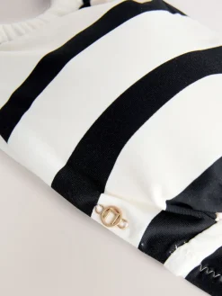 Next Cream/Black Stripe Hardware Bandeau Bikini Top Sale