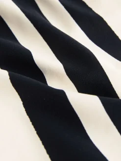 Next Cream/Black Stripe One Shoulder Tummy Control Swimsuit Clearance