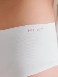 Next High Waist High Leg Cotton Rich No VPL Knickers 3 Pack Cream/Pink/Black Sale