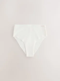 Next High Waist High Leg Cotton Rich No VPL Knickers 3 Pack Cream/Pink/Black Sale