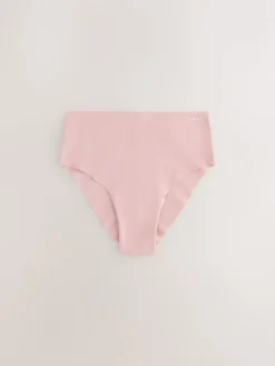 Next High Waist High Leg Cotton Rich No VPL Knickers 3 Pack Cream/Pink/Black Sale