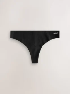 Next Thong Cotton Rich No VPL Knickers 3 Pack Cream/Pink/Black Outlet