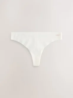 Next Thong Cotton Rich No VPL Knickers 3 Pack Cream/Pink/Black Outlet