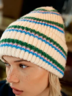 Next Cream/Pink/Green Knitted Beanie Hat