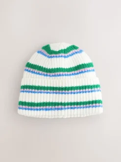 Next Cream/Pink/Green Knitted Beanie Hat