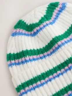 Next Cream/Pink/Green Knitted Beanie Hat