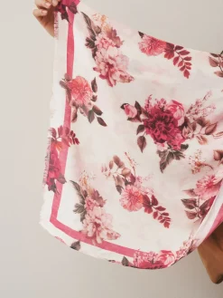 Next Cream/Red Floral Print Lightweight Scarf Sale