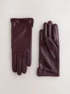Next Dark Berry Red Leather Gloves Best