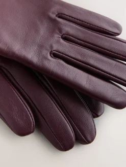 Next Dark Berry Red Leather Gloves Best