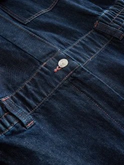 Next Dark Blue 100% Cotton Maternity Denim Boilersuit Outlet