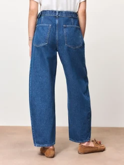 Next Belted Barrel Jeans Dark Blue Clearance