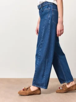 Next Belted Barrel Jeans Dark Blue Clearance