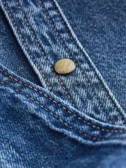 Next Fuller Bust Denim Midi Shirt Dress Dark Blue Discount