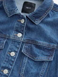Next Fuller Bust Fitted Denim Jacket Dark Blue Outlet