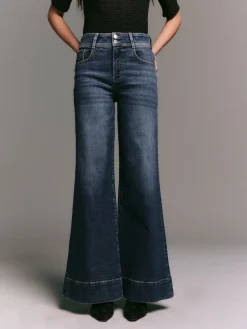 Next High Rise Stretch Wide Leg Jeans Dark Blue Sale